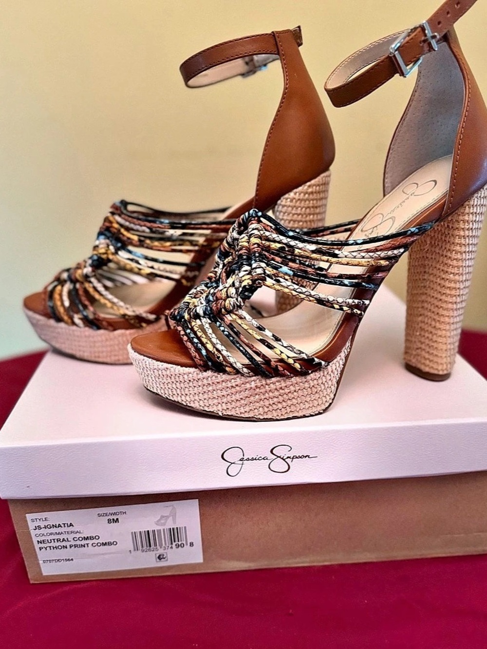 Jessica Simpson Inaia Braided Platform Sandal Sandals Brown & Multicolor US 8M